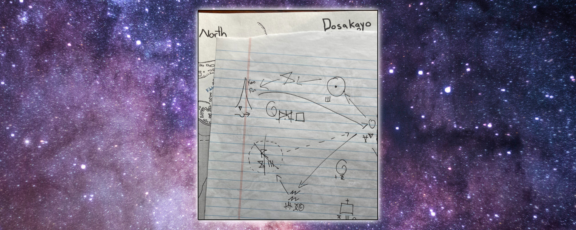 Image of a heroquest map on a constellations backdrop.