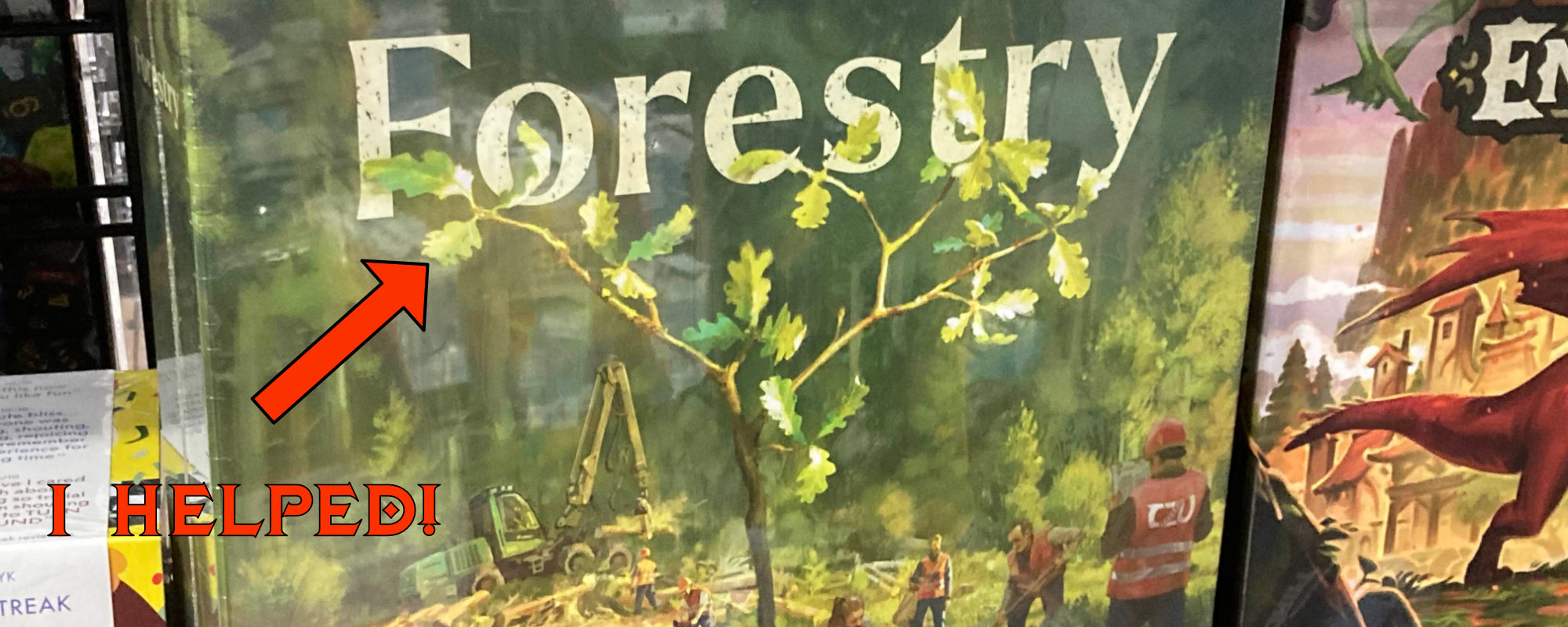 The board game Forestry by Pink Troubadour. Austin Conrad edited the rulebook.